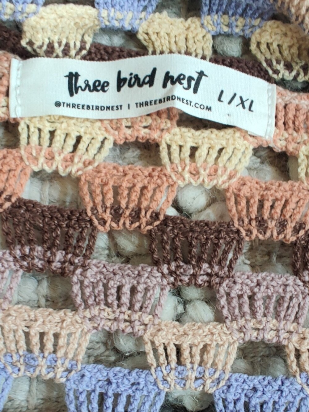 Three Bird Nest Soulful Wanderer Crochet Duster In Brown Size L/XL - Picture 6 of 7